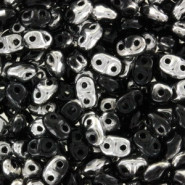 Matubo MiniDuo Beads 4x2.5mm Jet - Silver 1/2 Coating